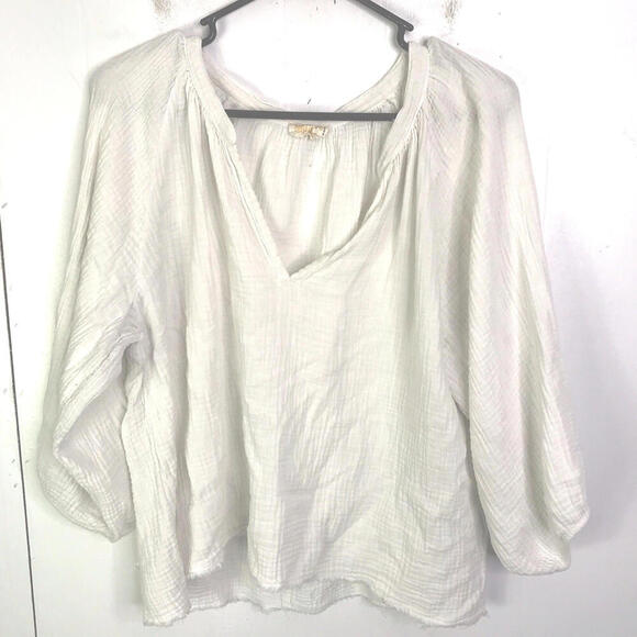 Nation LTD Top Womens M Mimi Romance Textured Gauze Fringe Hem Natural Boho - Picture 1 of 10